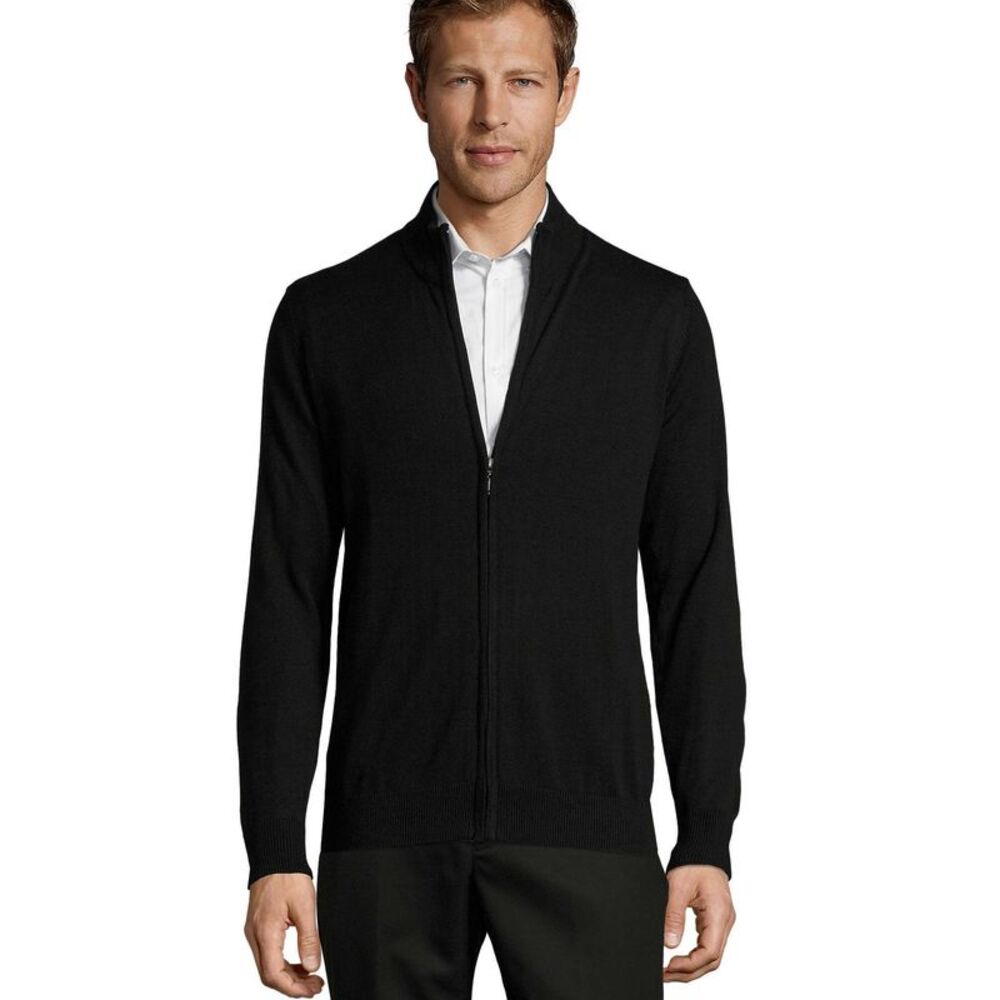 SOLS Mens Gordon Knitted Zipped Cardigan / Black